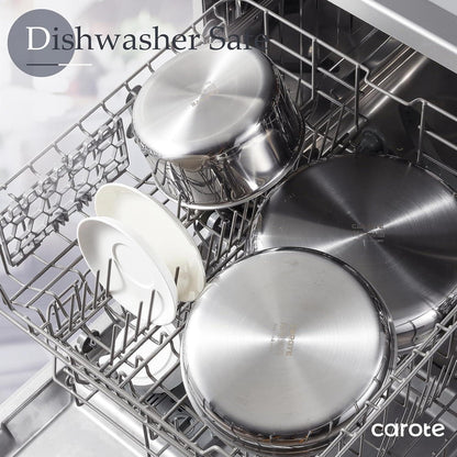 CAROTE 9-teiliges Edelstahl Töpfe Pfannen Set, Induktion