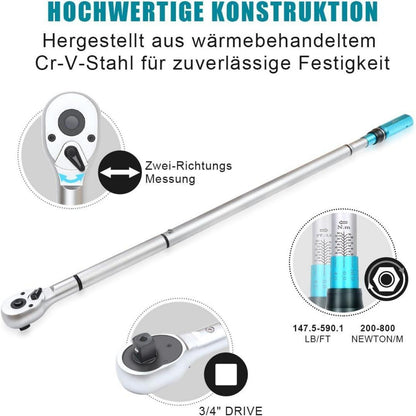 Drehmomentschlüssel 3/4 Zoll 200-800 Nm für LKW & Motorrad