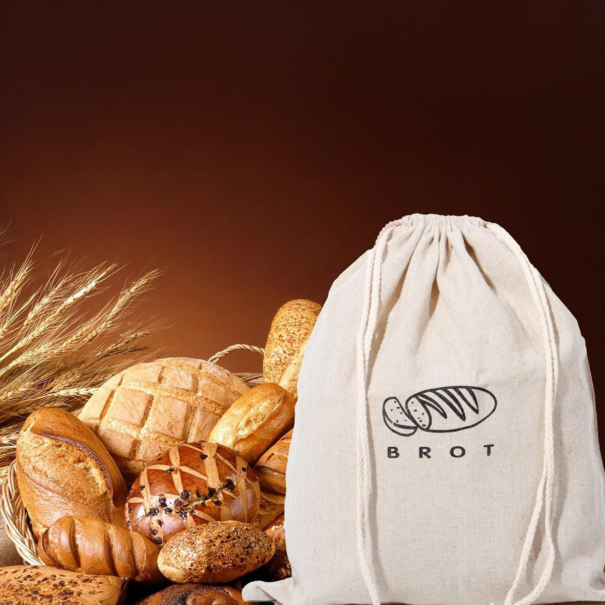 Leinen Brotbeutel 3er Set – Frischhaltender Brotkasten