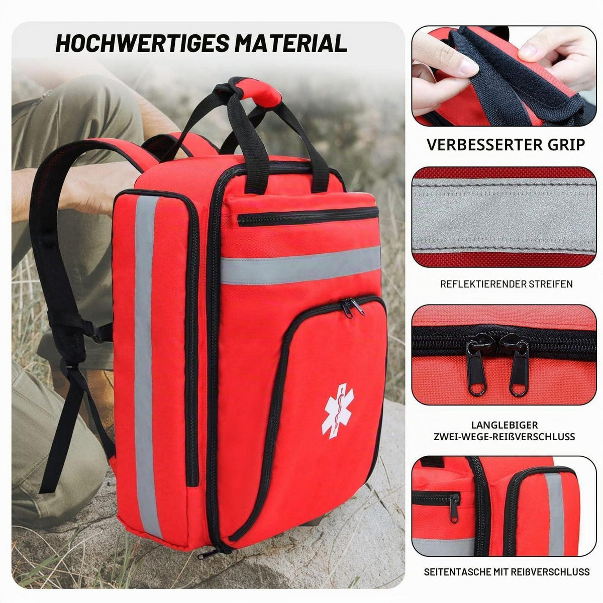 Erste-Hilfe-Rucksack Rot – Taktische Medizin Tasche für Camping