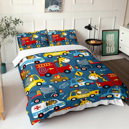 Cartoon Auto Bettwäsche-Set 200x200 cm