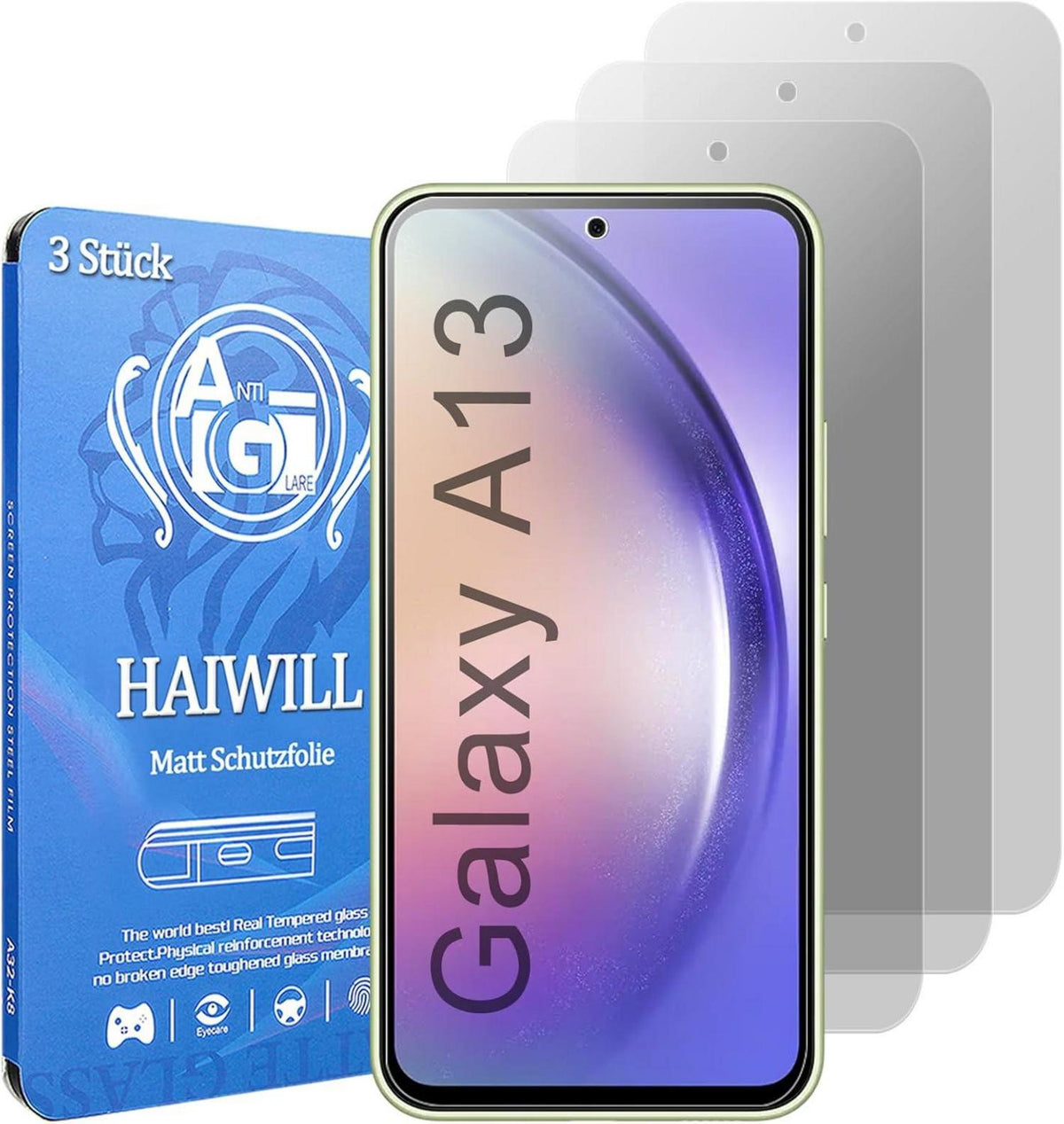 Matt Schutzfolie Samsung Galaxy A13 A04s 3er Set 9H Displayschutz