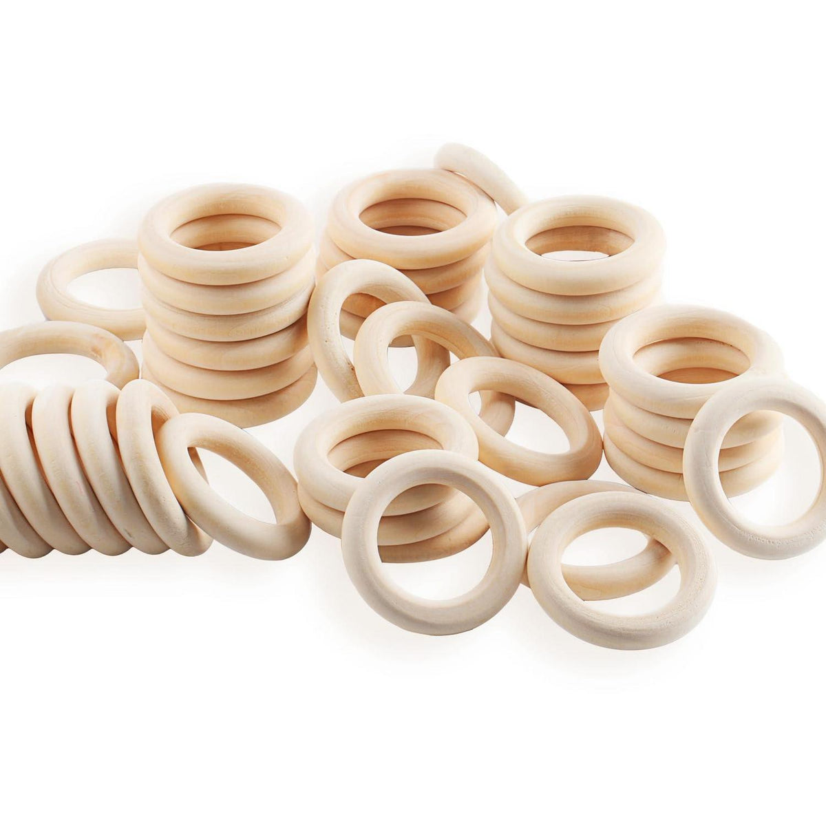40 Holzringe 45mm Natur – Makramee, Schmuck & Deko