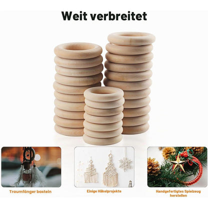 40 Holzringe 45mm Natur – Makramee, Schmuck & Deko