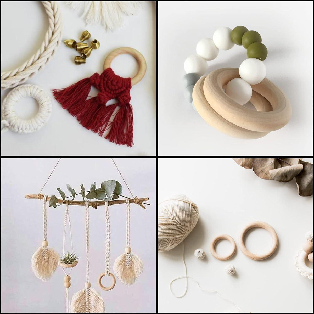 40 Holzringe 45mm Natur – Makramee, Schmuck & Deko