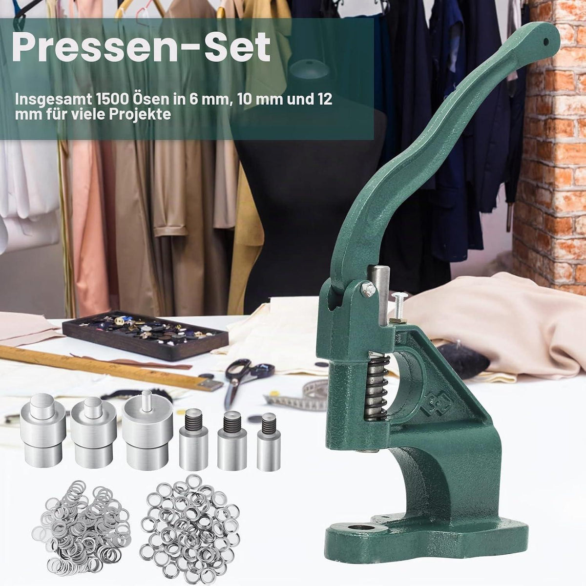 Ösenpresse Set mit 1500 Ösen – Handpresse für Stoff & Leder