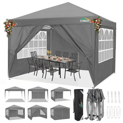 3x3m Faltpavillon wasserdicht mit Seitenwänden & Zubehör