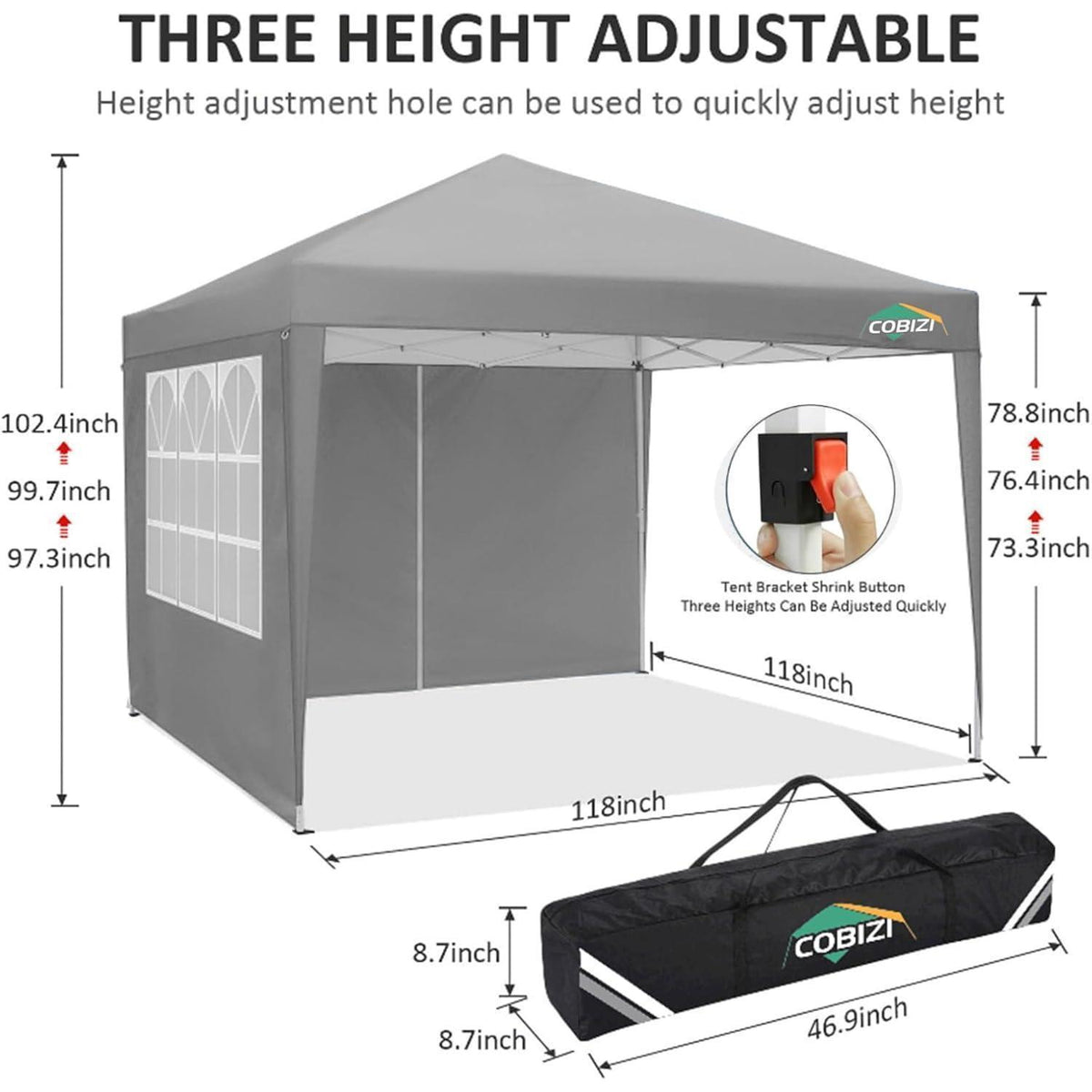 3x3m Faltpavillon wasserdicht mit Seitenwänden & Zubehör