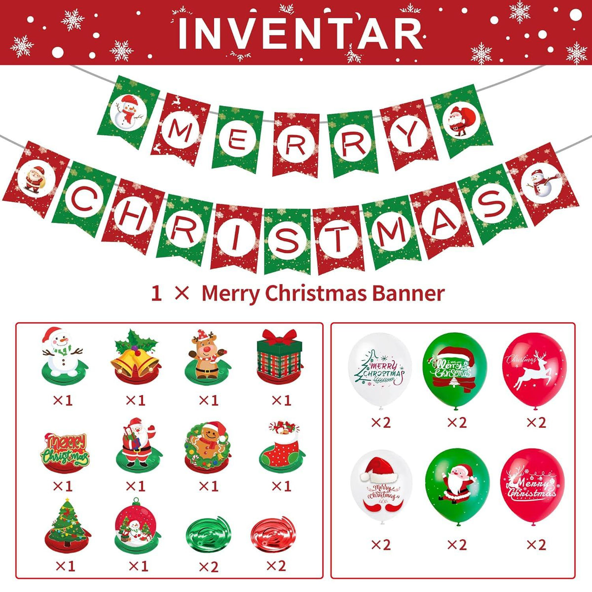 Weihnachten Deko Set Girlande Luftballons Ornamente