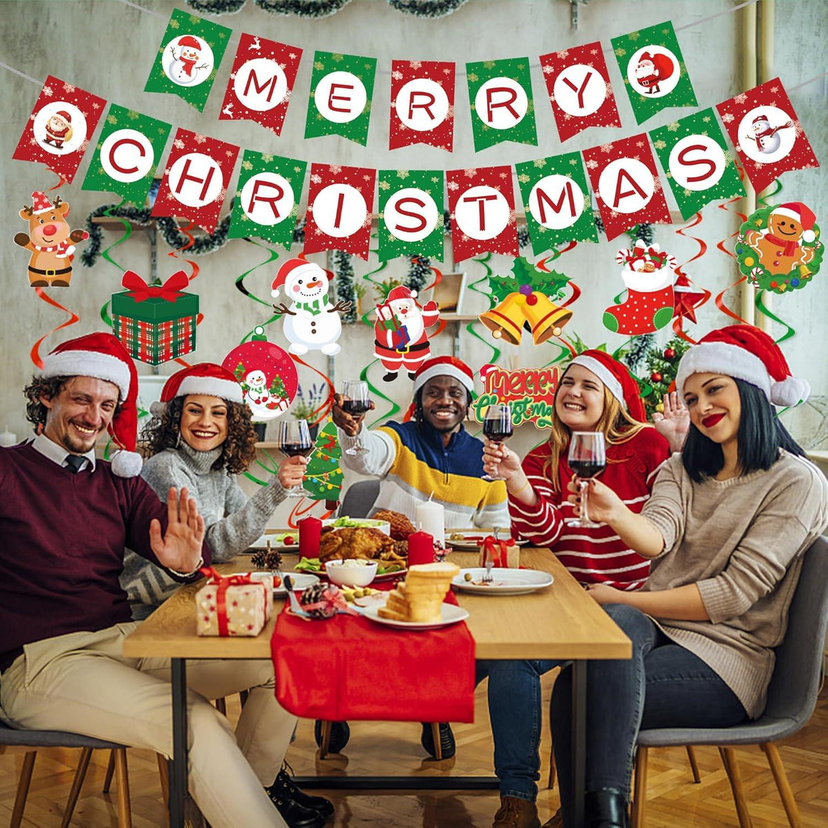 AFYHH Weihnachten Deko Set Girlande Luftballons Schneemann Ornaments