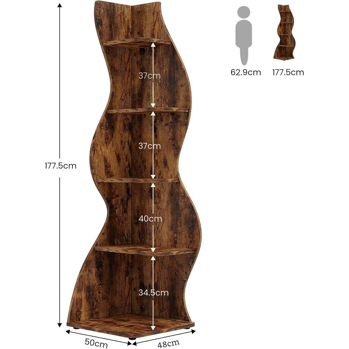 5-stufiges Eckregal Braun – Bücherregal & Pflanzenständer