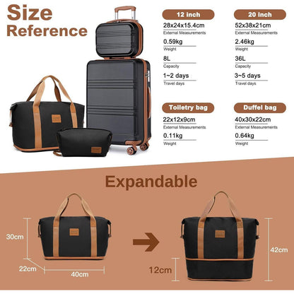 4-teiliges Reisekoffer Set mit TSA-Schloss, 55cm Handgepäck