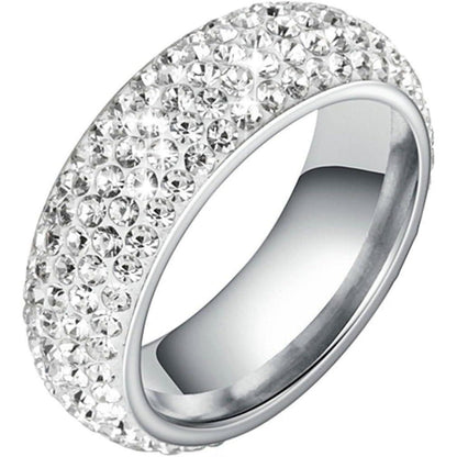 Edelstahl Ring Herren Zirkon Silber 8mm Ehering