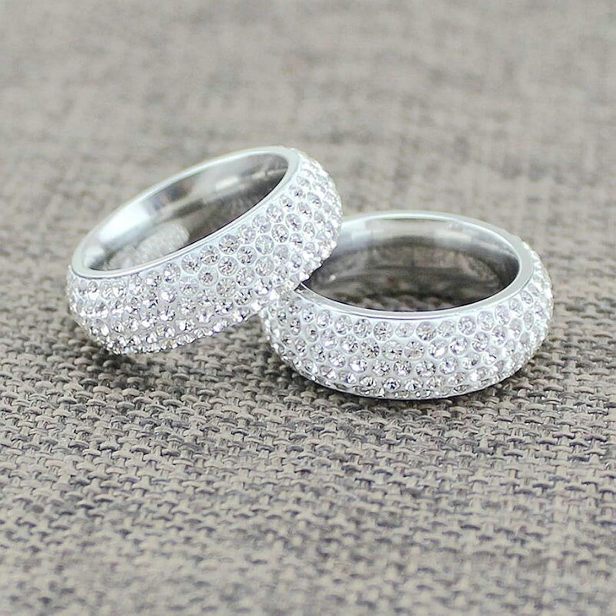 Edelstahl Ring Herren Zirkon Silber 8mm Ehering