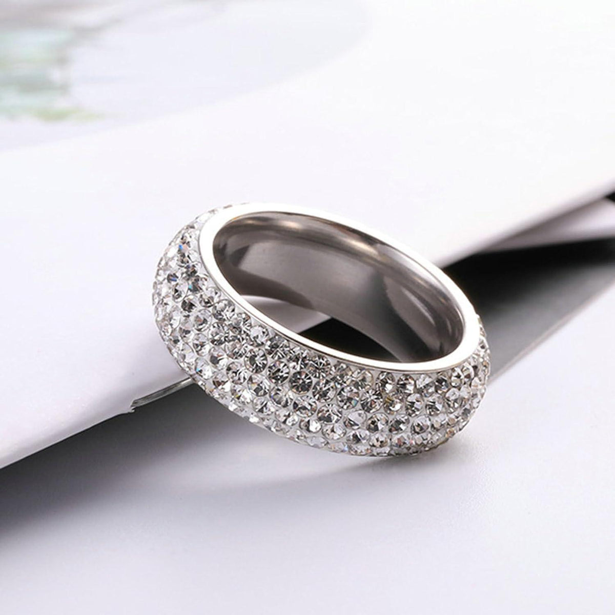 Edelstahl Ring Herren Zirkon Silber 8mm Größe 70