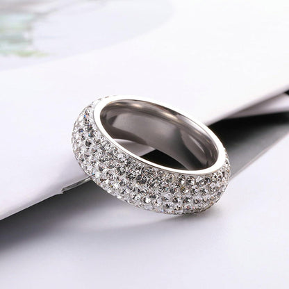 Edelstahl Ring Herren Zirkon Silber 8mm Größe 70