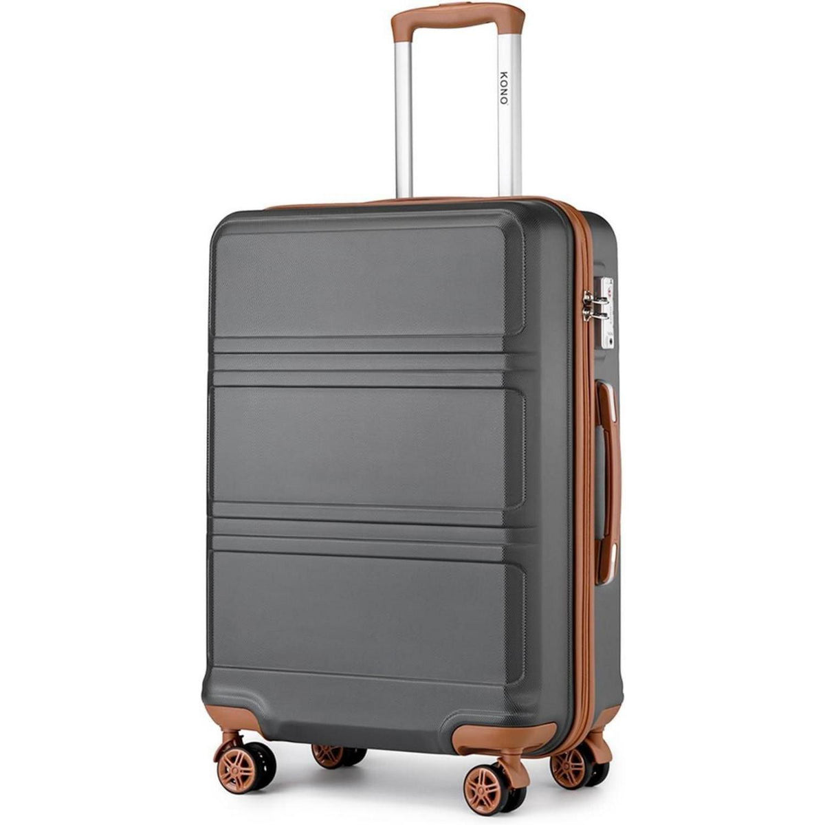 Koffer Trolley M (55cm) Grau/Braun | Handgepäck ABS Hartschale mit TSA Schloss