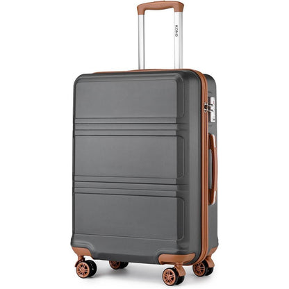 Koffer Trolley M (55cm) Grau/Braun | Handgepäck ABS Hartschale mit TSA Schloss