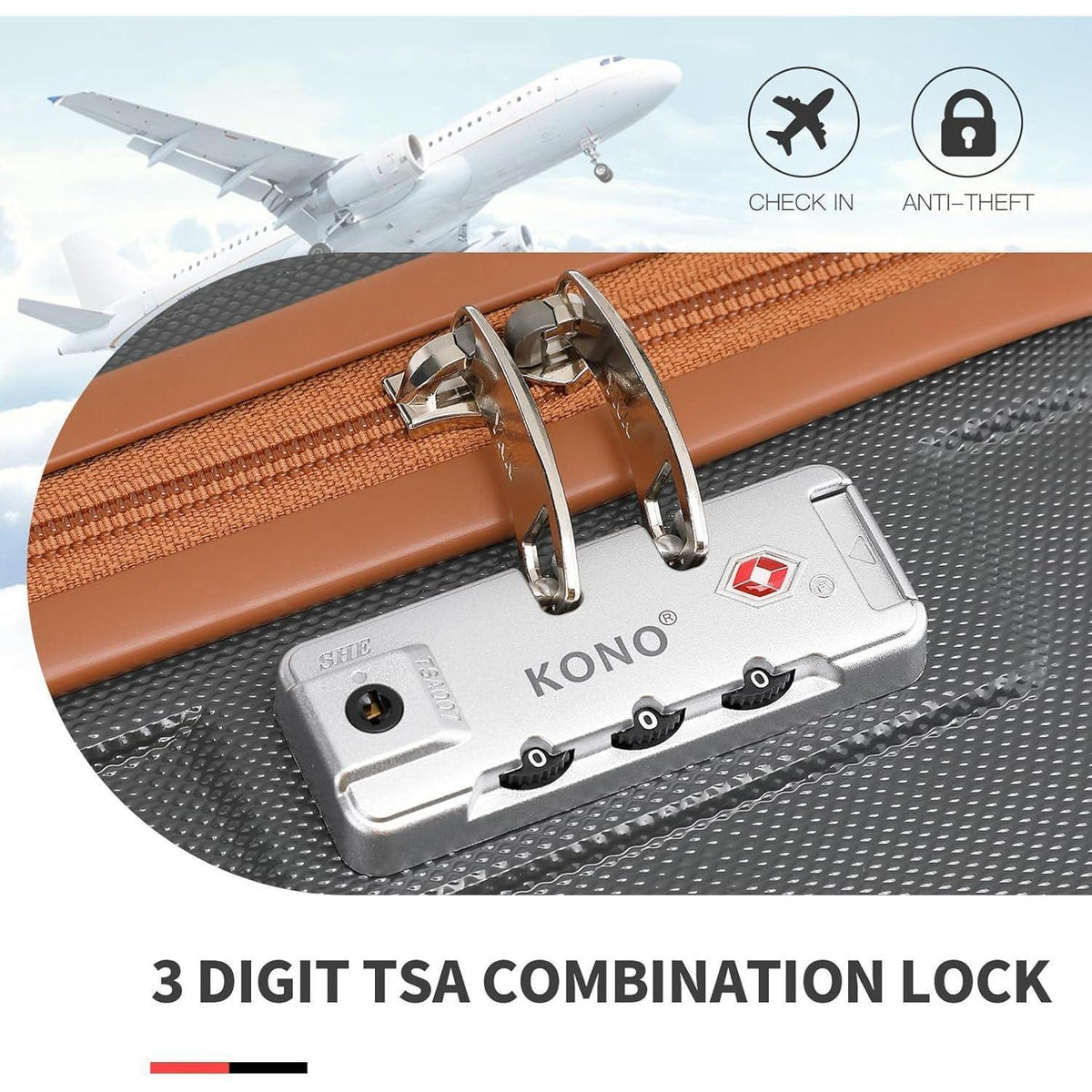Koffer Trolley M (55cm) Grau/Braun | Handgepäck ABS Hartschale mit TSA Schloss