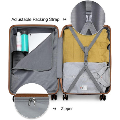 Koffer Trolley M (55cm) Grau/Braun | Handgepäck ABS Hartschale mit TSA Schloss