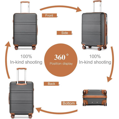 Koffer Trolley M (55cm) Grau/Braun | Handgepäck ABS Hartschale mit TSA Schloss