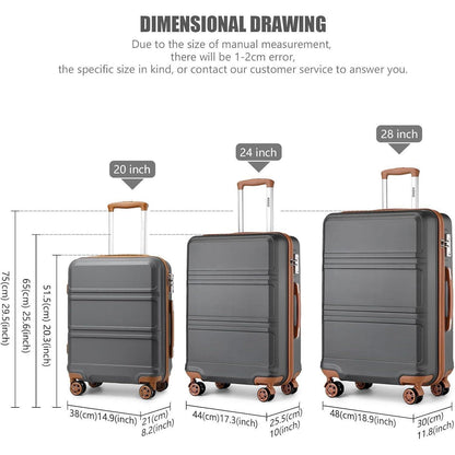 Koffer Trolley M (55cm) Grau/Braun | Handgepäck ABS Hartschale mit TSA Schloss