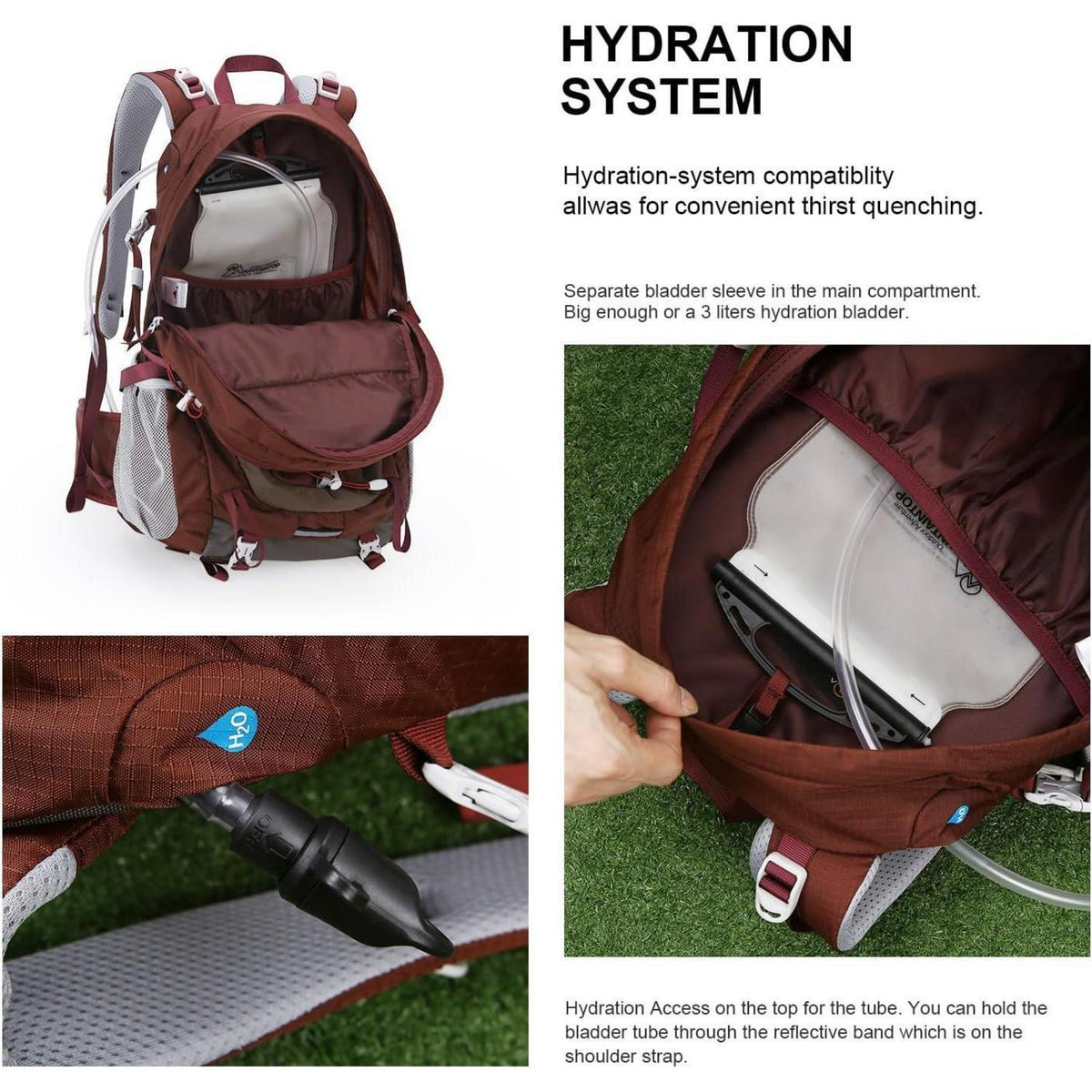 40L Wanderrucksack Granatrot - Trekking, Camping, Reisen