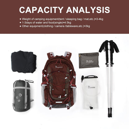 40L Wanderrucksack Granatrot - Trekking, Camping, Reisen