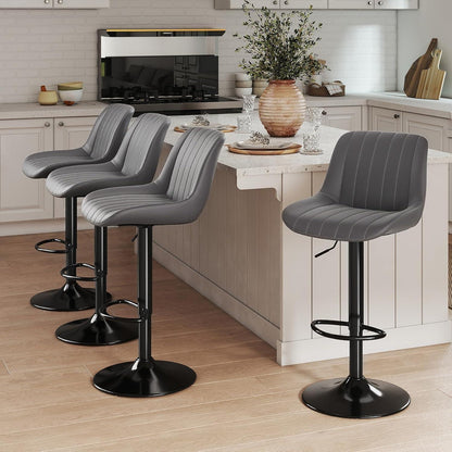 Drehbarer Barhocker mit Lehne, Höhenverstellbar, Dunkelgrau
