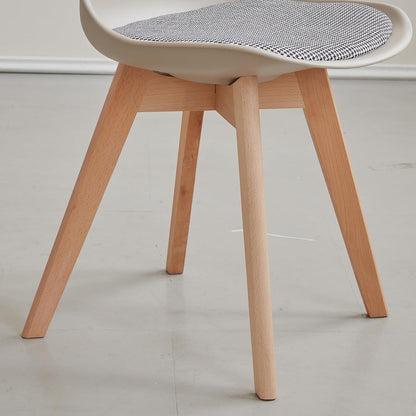 Skandinavische Esszimmerstühle 6er-Set, Massivholz, Gestreift Beige