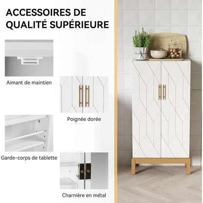 Weißer Küchenschrank mit goldenen Akzenten & verstellbarem Regal