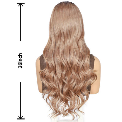 Rose Gold Körperwelle Spitze Front Perücke Synthetisch 26 Zoll