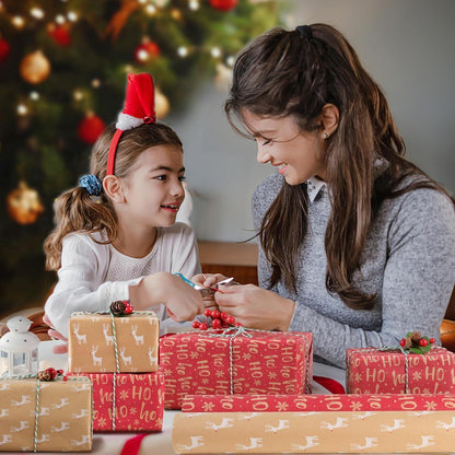 Geschenkpapier Set 2 Rollen Kraftpapier Weihnachten Schneeflocke Rentier