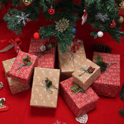 Geschenkpapier Set 2 Rollen Kraftpapier Weihnachten Schneeflocke Rentier