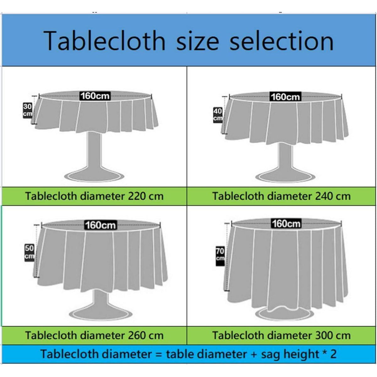 Runde Baumwoll-Leinen Tischdecke wasserabweisend, Ø 260 cm, Hellgrau