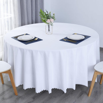 Runde Baumwoll-Leinen Tischdecke wasserabweisend Ø 260 cm Weiß