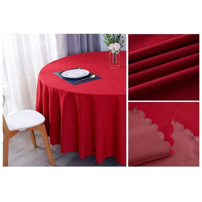 Runde Baumwoll-Leinen Tischdecke wasserabweisend, rot, 240 cm