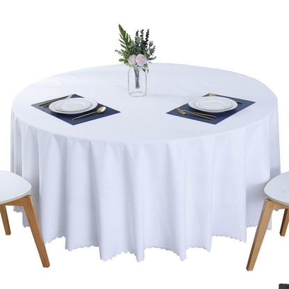 Runde Baumwoll-Leinen Tischdecke wasserabweisend Ø280cm Weiß