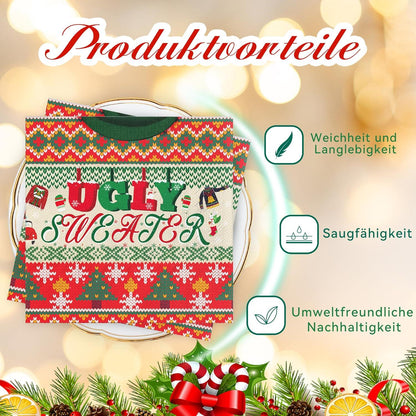 AFYHH Weihnachts Servietten Ugly Sweater 40 Stück 33x33cm