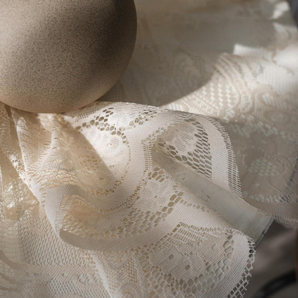 Runde Spitze Tischdecke Beige, Vintage Floral Bestickt
