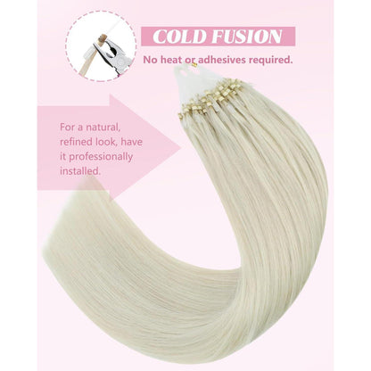 Echthaar Micro Ring Extensions Platinblond 45cm