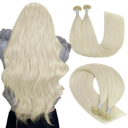 Echthaar Bondings Platinblond 45cm - 50g