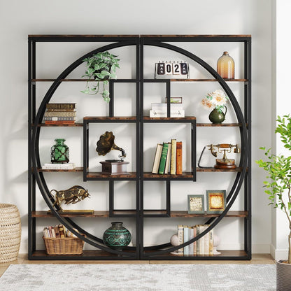 Industrielles Bücherregal 5 Ebenen – Rustic Brown, 2er-Set