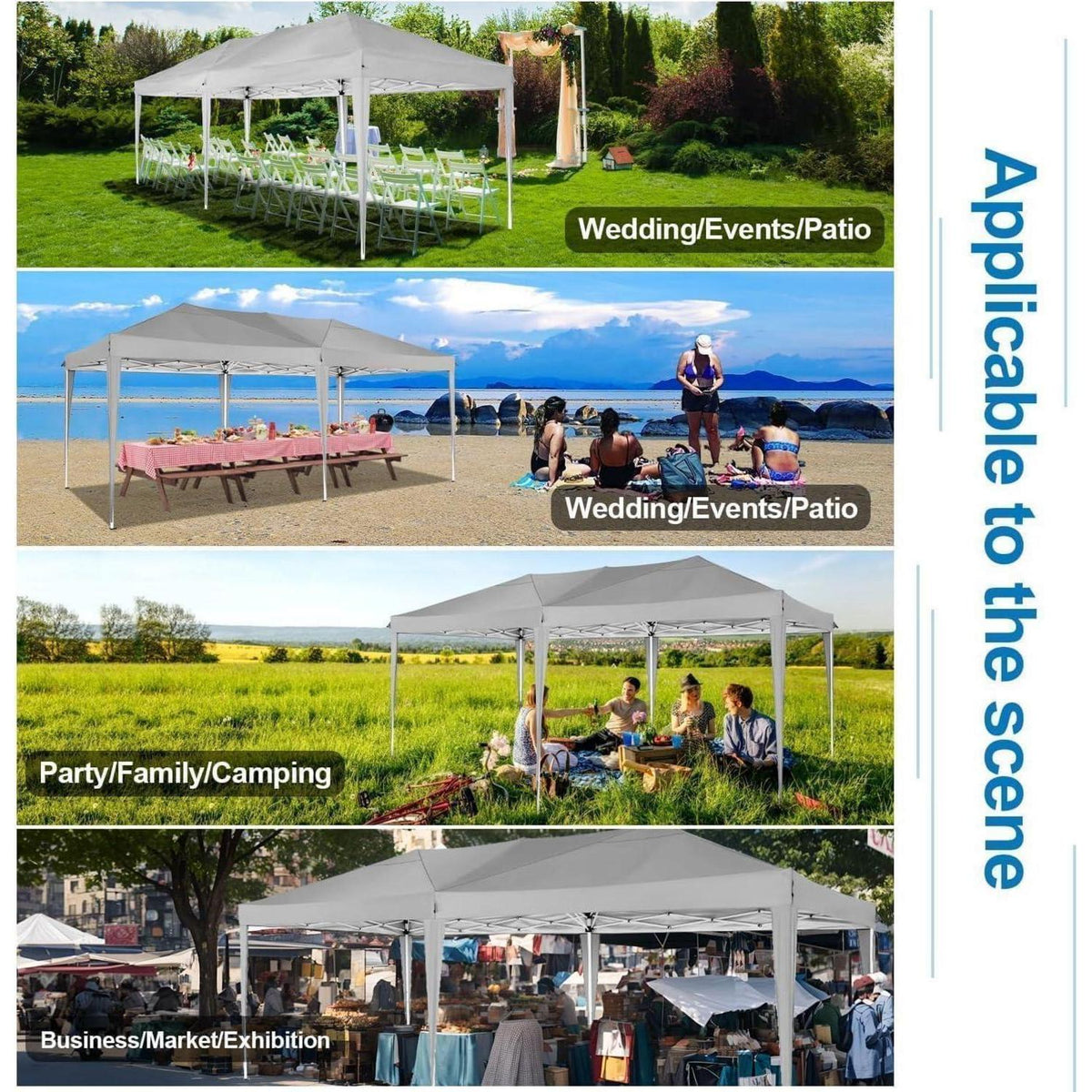 Faltpavillon 3x6m wasserdicht mit 6 Seitenwänden & UV-Schutz