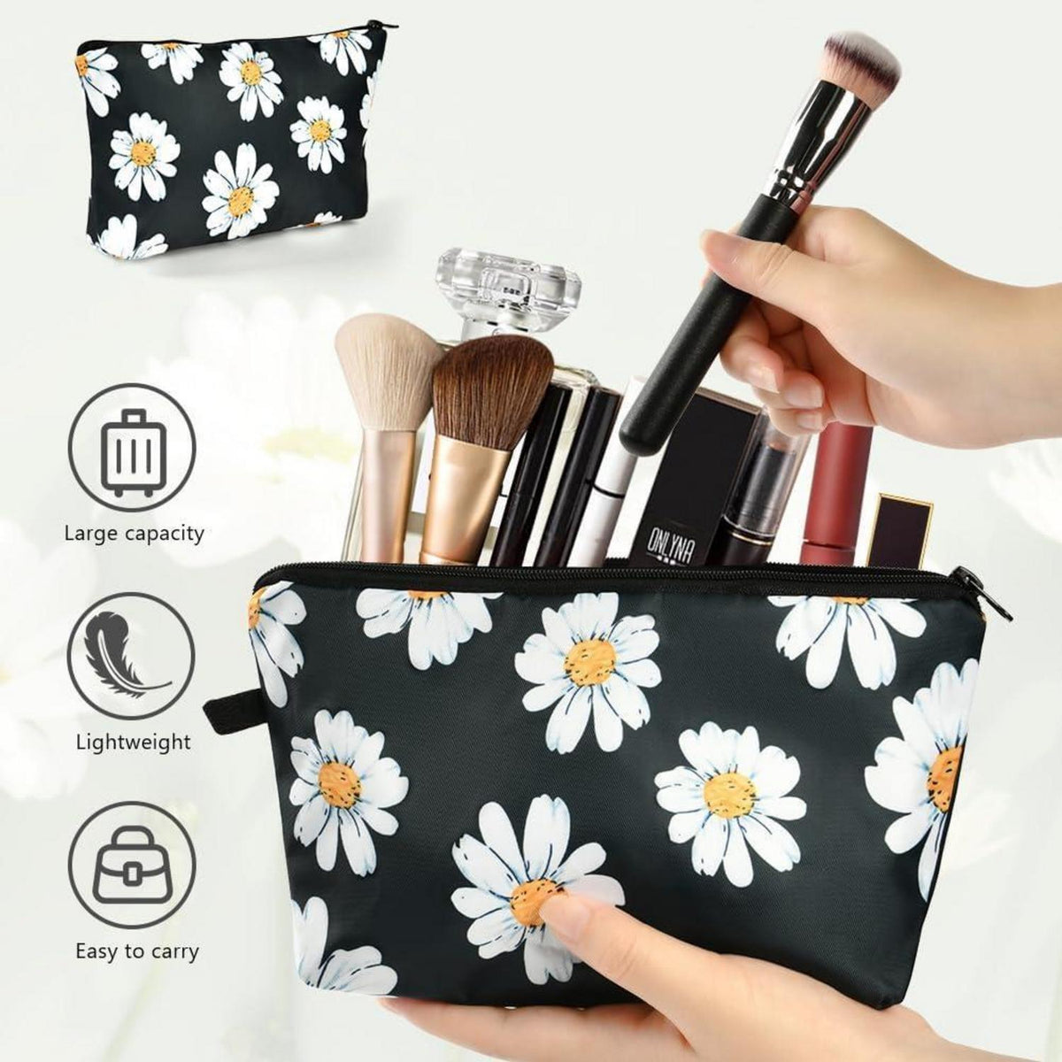 Kosmetiktasche Segeltuch Mandala-Druck Weißes Gänseblümchen
