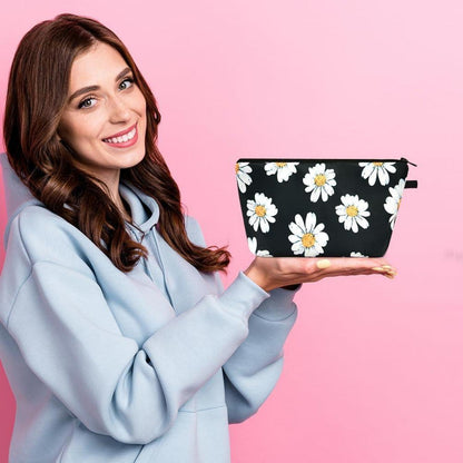 Kosmetiktasche Segeltuch Mandala-Druck Weißes Gänseblümchen
