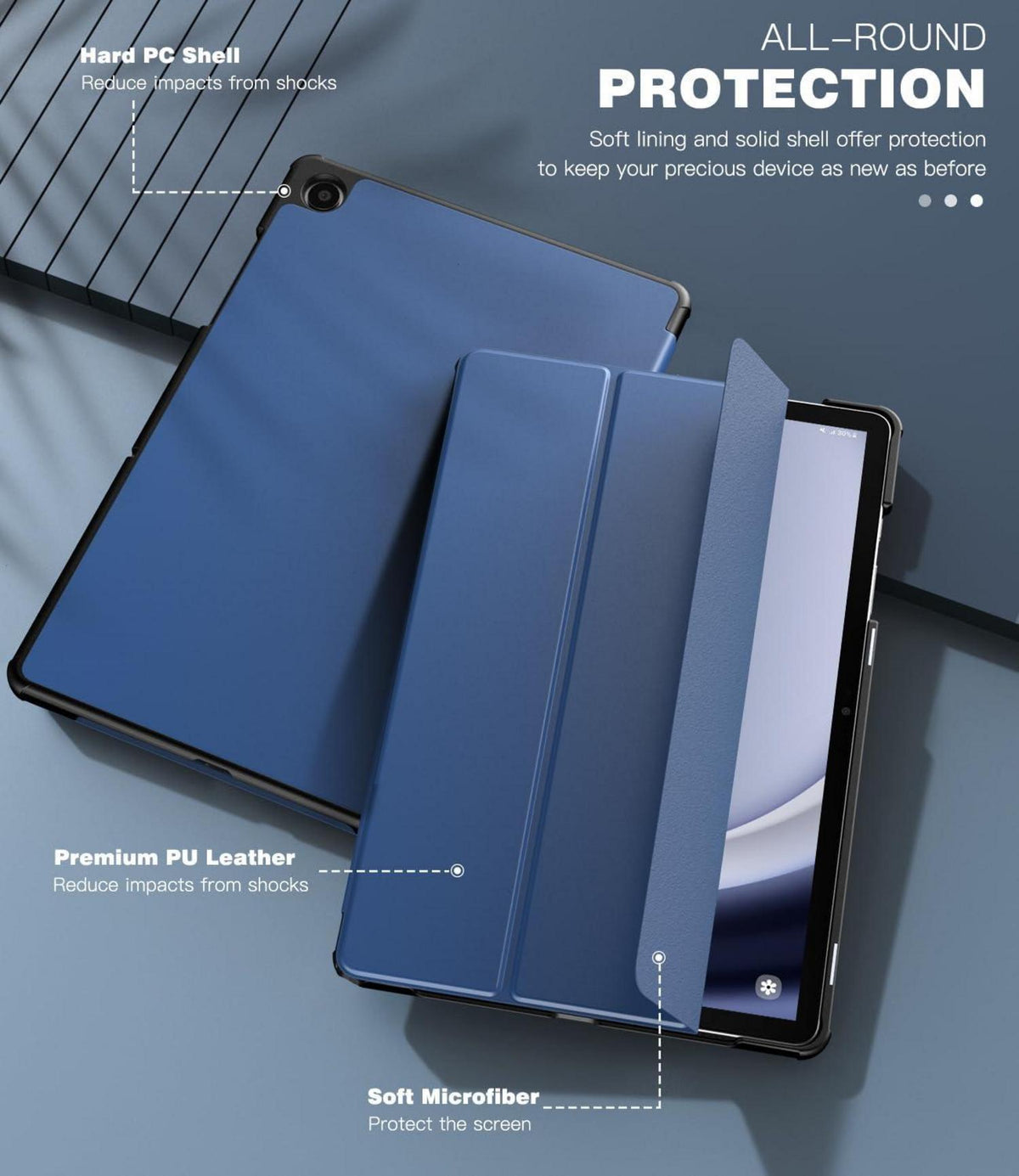 Hülle für Samsung Galaxy Tab A9+/A9 Plus 11 Zoll 2023 Marineblau