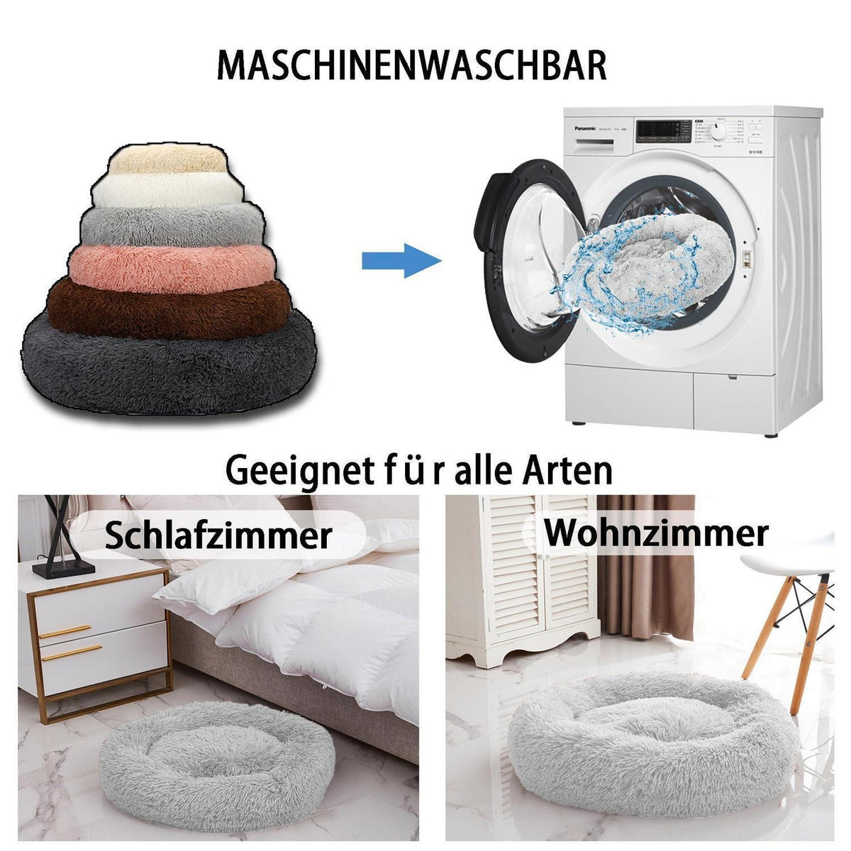 Rundes Hundebett Orthopädisch Braun Ø130cm