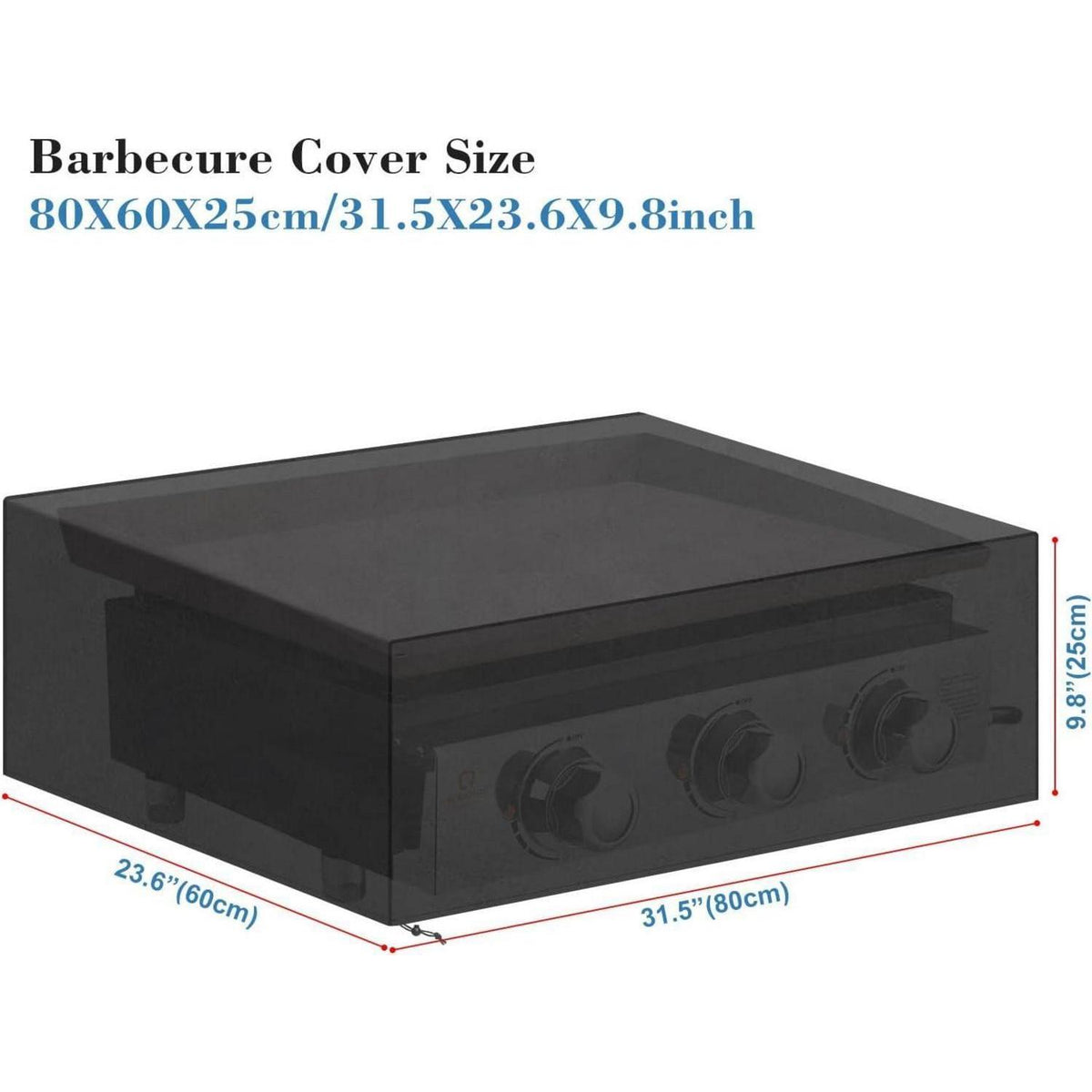 Grillabdeckung Wasserdicht für Tischgrill 80x60x25cm
