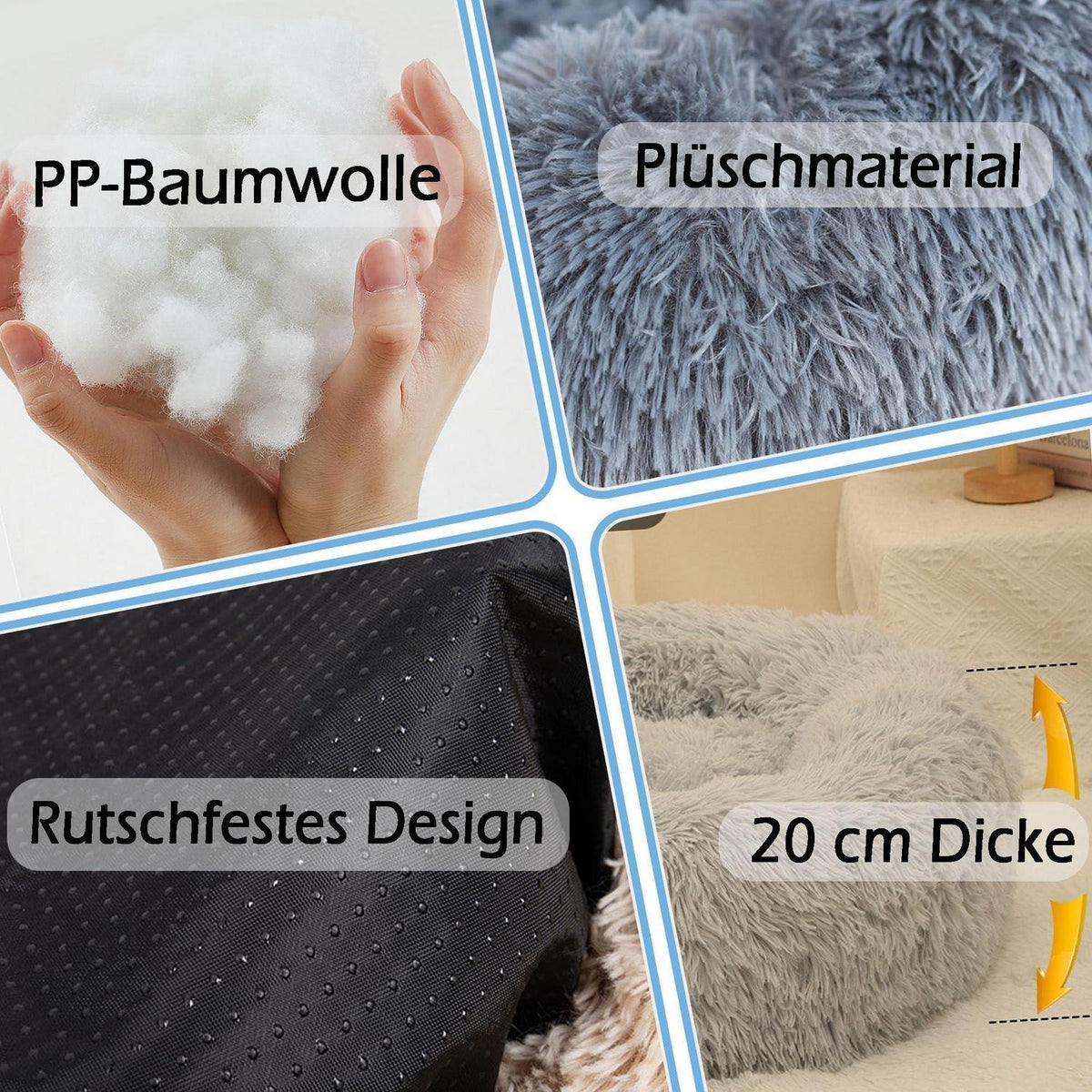 Rundes Hundebett Lila Ø120cm – Orthopädisches Haustierbett